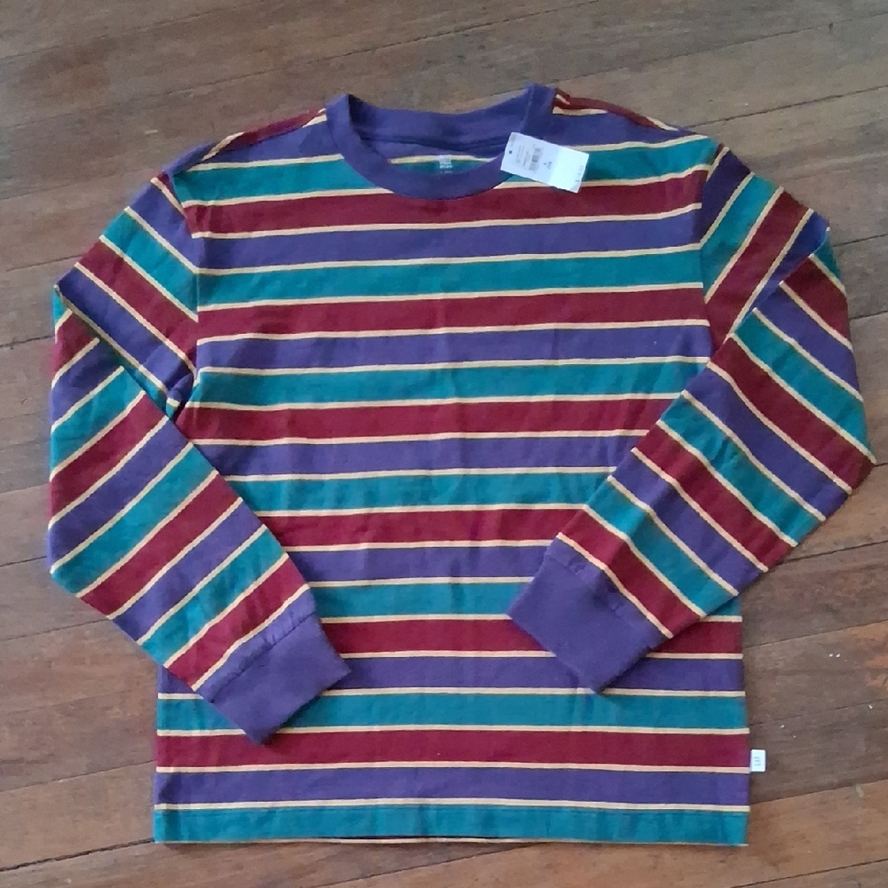 GAP Kids Long-Sleeve Striped Tee in Purple, Teal & Burgundy